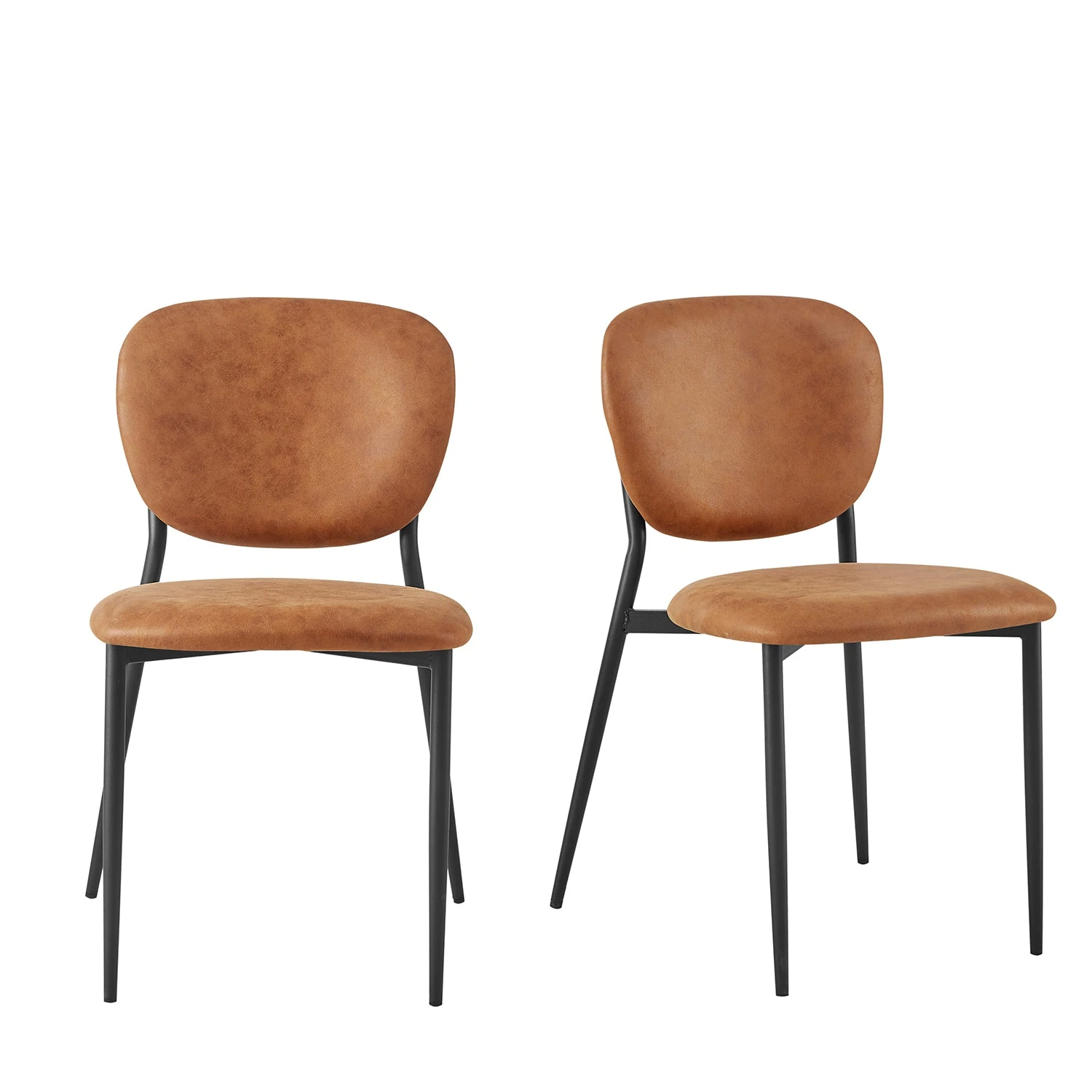 Kelmarsh Set Of 2 Cognac Colour Vegan Leather Upholstered Dining Chairs 2 Kelmarsh Set Of 2 Cognac Colour Vegan Leather Upholstered Dining Chairs - Image 2