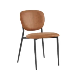 Kelmarsh Set Of 2 Cognac Colour Vegan Leather Upholstered Dining Chairs 14 Kelmarsh Set Of 2 Cognac Colour Vegan Leather Upholstered Dining Chairs -Best Furniture Shop DCH 2128 COGNAC KJB 2P 2