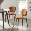 Kelmarsh Set Of 2 Cognac Colour Vegan Leather Upholstered Dining Chairs