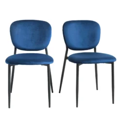 Kelmarsh Set Of 2 Navy Blue Velvet Upholstered Dining Chairs 13 Kelmarsh Set Of 2 Navy Blue Velvet Upholstered Dining Chairs -Best Furniture Shop DCH 2128 NAVY VEL 2P WB1