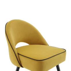 Oakley Set Of 2 Mustard Yellow Velvet Upholstered Dining Chairs With Piping 20 Oakley Set Of 2 Mustard Yellow Velvet Upholstered Dining Chairs With Piping -Best Furniture Shop DCH 2138 MUSTARD VEL 2P detail1