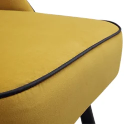 Oakley Set Of 2 Mustard Yellow Velvet Upholstered Dining Chairs With Piping 22 Oakley Set Of 2 Mustard Yellow Velvet Upholstered Dining Chairs With Piping -Best Furniture Shop DCH 2138 MUSTARD VEL 2P detail4
