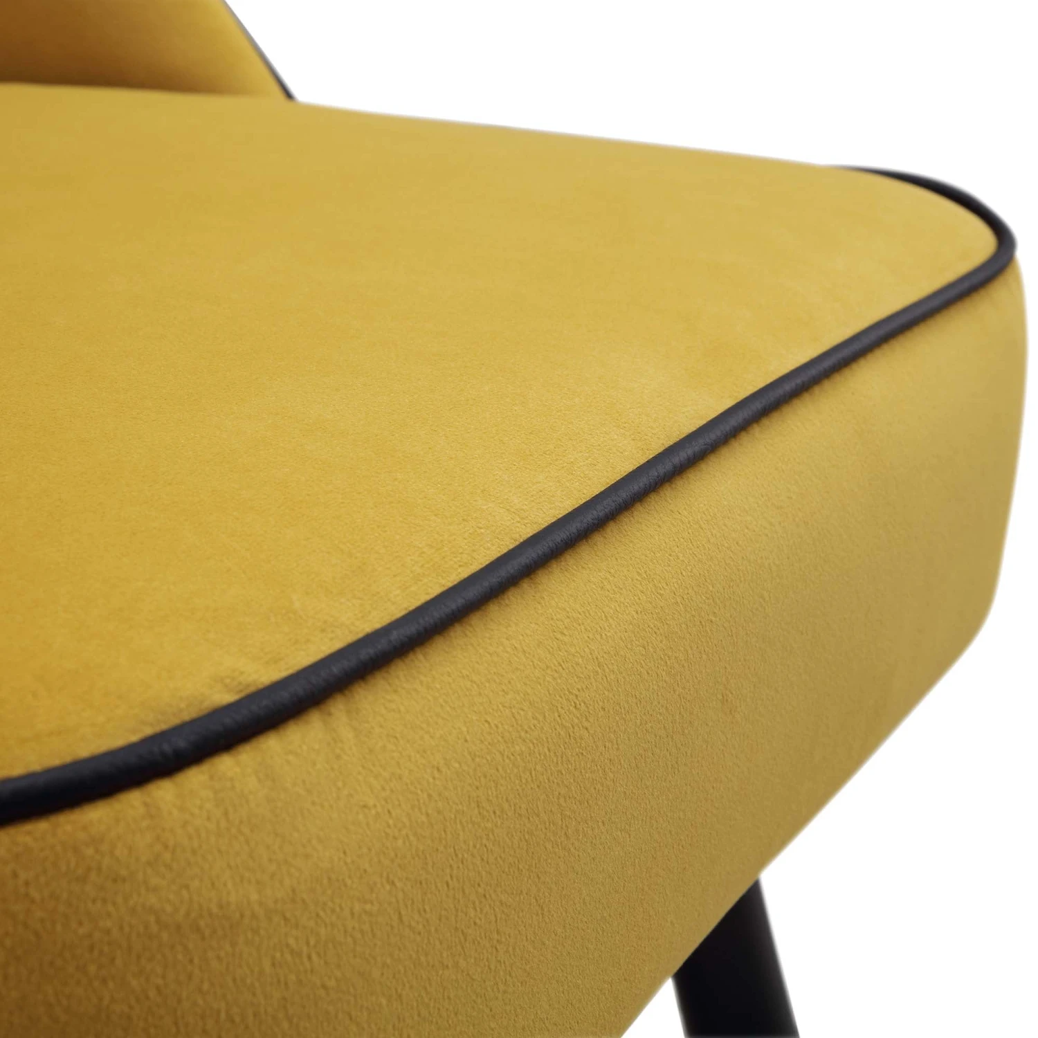 Oakley Set Of 2 Mustard Yellow Velvet Upholstered Dining Chairs With Piping 11 Oakley Set Of 2 Mustard Yellow Velvet Upholstered Dining Chairs With Piping - Image 11