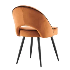 Oakley Set Of 2 Orange Velvet Upholstered Dining Chairs With Contrast Piping -Best Furniture Shop DCH 2138 ORANGE VEL 2P WB5
