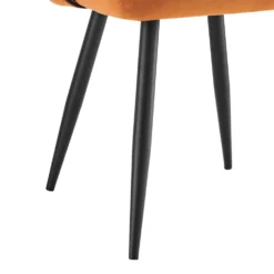 Oakley Set Of 2 Orange Velvet Upholstered Dining Chairs With Contrast Piping -Best Furniture Shop DCH 2138 ORANGE VEL 2P detail2