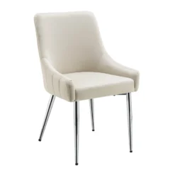 Garnet Set Of 2 Champagne Velvet Upholstered Dining Chairs With Back Handle -Best Furniture Shop DCH 2141 CHAMP VEL 2P WB2