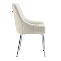 Garnet Set Of 2 Champagne Velvet Upholstered Dining Chairs With Back Handle -Best Furniture Shop DCH 2141 CHAMP VEL 2P WB5