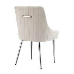 Garnet Set Of 2 Champagne Velvet Upholstered Dining Chairs With Back Handle -Best Furniture Shop DCH 2141 CHAMP VEL 2P WB6