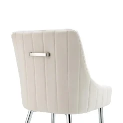 Garnet Set Of 2 Champagne Velvet Upholstered Dining Chairs With Back Handle -Best Furniture Shop DCH 2141 CHAMP VEL 2P detail4