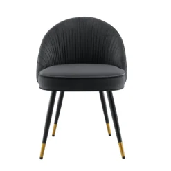 Miyae Set Of 2 Pleated Charcoal Velvet Upholstered Dining Chairs 14 Miyae Set Of 2 Pleated Charcoal Velvet Upholstered Dining Chairs -Best Furniture Shop DCH 2144 CHARCOAL VEL 2P WB4