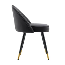 Miyae Set Of 2 Pleated Charcoal Velvet Upholstered Dining Chairs 18 Miyae Set Of 2 Pleated Charcoal Velvet Upholstered Dining Chairs -Best Furniture Shop DCH 2144 CHARCOAL VEL 2P WB5