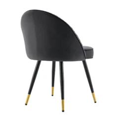 Miyae Set Of 2 Pleated Charcoal Velvet Upholstered Dining Chairs 19 Miyae Set Of 2 Pleated Charcoal Velvet Upholstered Dining Chairs -Best Furniture Shop DCH 2144 CHARCOAL VEL 2P WB6