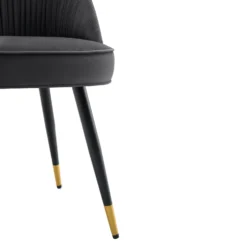 Miyae Set Of 2 Pleated Charcoal Velvet Upholstered Dining Chairs 22 Miyae Set Of 2 Pleated Charcoal Velvet Upholstered Dining Chairs -Best Furniture Shop DCH 2144 CHARCOAL VEL 2P detail3