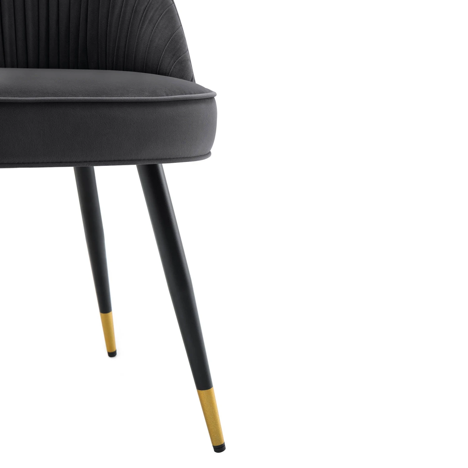 Miyae Set Of 2 Pleated Charcoal Velvet Upholstered Dining Chairs 11 Miyae Set Of 2 Pleated Charcoal Velvet Upholstered Dining Chairs - Image 11