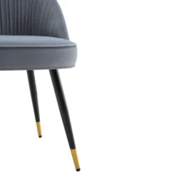 Miyae Set Of 2 Pleated Light Grey Velvet Upholstered Dining Chairs -Best Furniture Shop DCH 2144 LIGHTGREY VEL 2P detail3