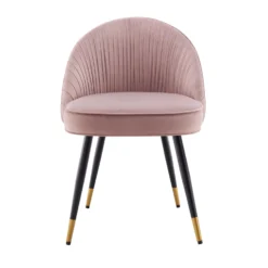 Miyae Set Of 2 Pleated Pale Pink Velvet Upholstered Dining Chairs 16 Miyae Set Of 2 Pleated Pale Pink Velvet Upholstered Dining Chairs -Best Furniture Shop DCH 2144 PINK VEL 2P WB4