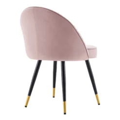 Miyae Set Of 2 Pleated Pale Pink Velvet Upholstered Dining Chairs 19 Miyae Set Of 2 Pleated Pale Pink Velvet Upholstered Dining Chairs -Best Furniture Shop DCH 2144 PINK VEL 2P WB6