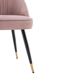 Miyae Set Of 2 Pleated Pale Pink Velvet Upholstered Dining Chairs 22 Miyae Set Of 2 Pleated Pale Pink Velvet Upholstered Dining Chairs -Best Furniture Shop DCH 2144 PINK VEL 2P detail3