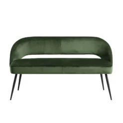 Oakley Dark Green Velvet Upholstered 3 Seater Dining Bench With Contrast Piping -Best Furniture Shop DCH 2147 DARKGREEN VEL WB1