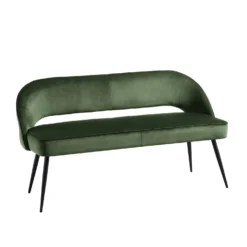 Oakley Dark Green Velvet Upholstered 3 Seater Dining Bench With Contrast Piping -Best Furniture Shop DCH 2147 DARKGREEN VEL WB2