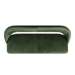 Oakley Dark Green Velvet Upholstered 3 Seater Dining Bench With Contrast Piping -Best Furniture Shop DCH 2147 DARKGREEN VEL WB3