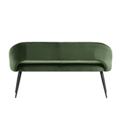 Oakley Dark Green Velvet Upholstered 3 Seater Dining Bench With Contrast Piping -Best Furniture Shop DCH 2147 DARKGREEN VEL WB6