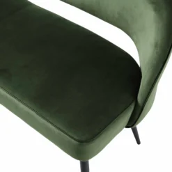Oakley Dark Green Velvet Upholstered 3 Seater Dining Bench With Contrast Piping -Best Furniture Shop DCH 2147 DARKGREEN VEL detail2