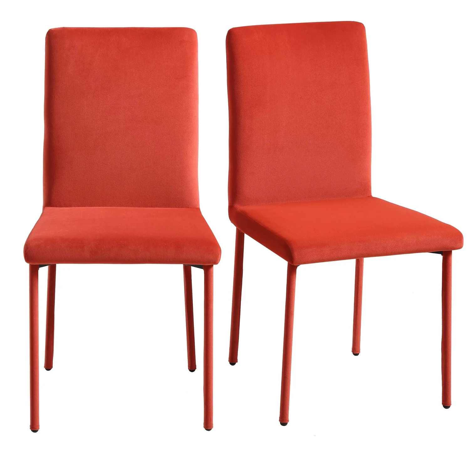 Fernie Set Of 2 Ochre Burnt Orange Velvet Dining Chairs With Upholstered Legs 2 Fernie Set Of 2 Ochre Burnt Orange Velvet Dining Chairs With Upholstered Legs - Image 2