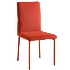 Fernie Set Of 2 Ochre Burnt Orange Velvet Dining Chairs With Upholstered Legs 15 Fernie Set Of 2 Ochre Burnt Orange Velvet Dining Chairs With Upholstered Legs -Best Furniture Shop DCH 2151 OCHRE VEL 2P WB3