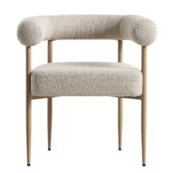 Fulbourn Taupe Boucle Dining Chair With Natural Wood Effect Legs -Best Furniture Shop DCH 2162 TAUPE BOUCLE NAT WB1