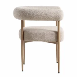 Fulbourn Taupe Boucle Dining Chair With Natural Wood Effect Legs -Best Furniture Shop DCH 2162 TAUPE BOUCLE NAT WB3