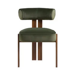 Ophelia Moss Green Velvet Dining Chair -Best Furniture Shop DCH 2187 MOSS VEL WALN WB1