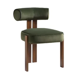 Ophelia Moss Green Velvet Dining Chair -Best Furniture Shop DCH 2187 MOSS VEL WALN WB2