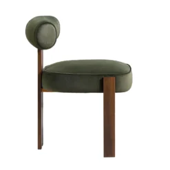 Ophelia Moss Green Velvet Dining Chair -Best Furniture Shop DCH 2187 MOSS VEL WALN WB3