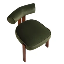Ophelia Moss Green Velvet Dining Chair -Best Furniture Shop DCH 2187 MOSS VEL WALN WB6