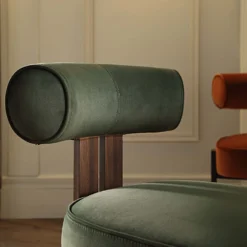 Ophelia Moss Green Velvet Dining Chair -Best Furniture Shop DCH 2187 MOSS VEL WALN scene2