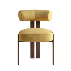 Ophelia Honey Gold Fabric Dining Chair 19 Ophelia Honey Gold Fabric Dining Chair -Best Furniture Shop DCH 2187 YELLOW FAB WALN WB1