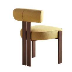 Ophelia Honey Gold Fabric Dining Chair 21 Ophelia Honey Gold Fabric Dining Chair -Best Furniture Shop DCH 2187 YELLOW FAB WALN WB4