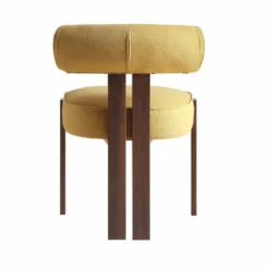 Ophelia Honey Gold Fabric Dining Chair 23 Ophelia Honey Gold Fabric Dining Chair -Best Furniture Shop DCH 2187 YELLOW FAB WALN WB6
