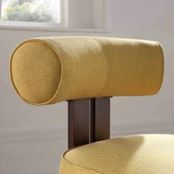 Ophelia Honey Gold Fabric Dining Chair 17 Ophelia Honey Gold Fabric Dining Chair -Best Furniture Shop DCH 2187 YELLOW FAB WALN scene2