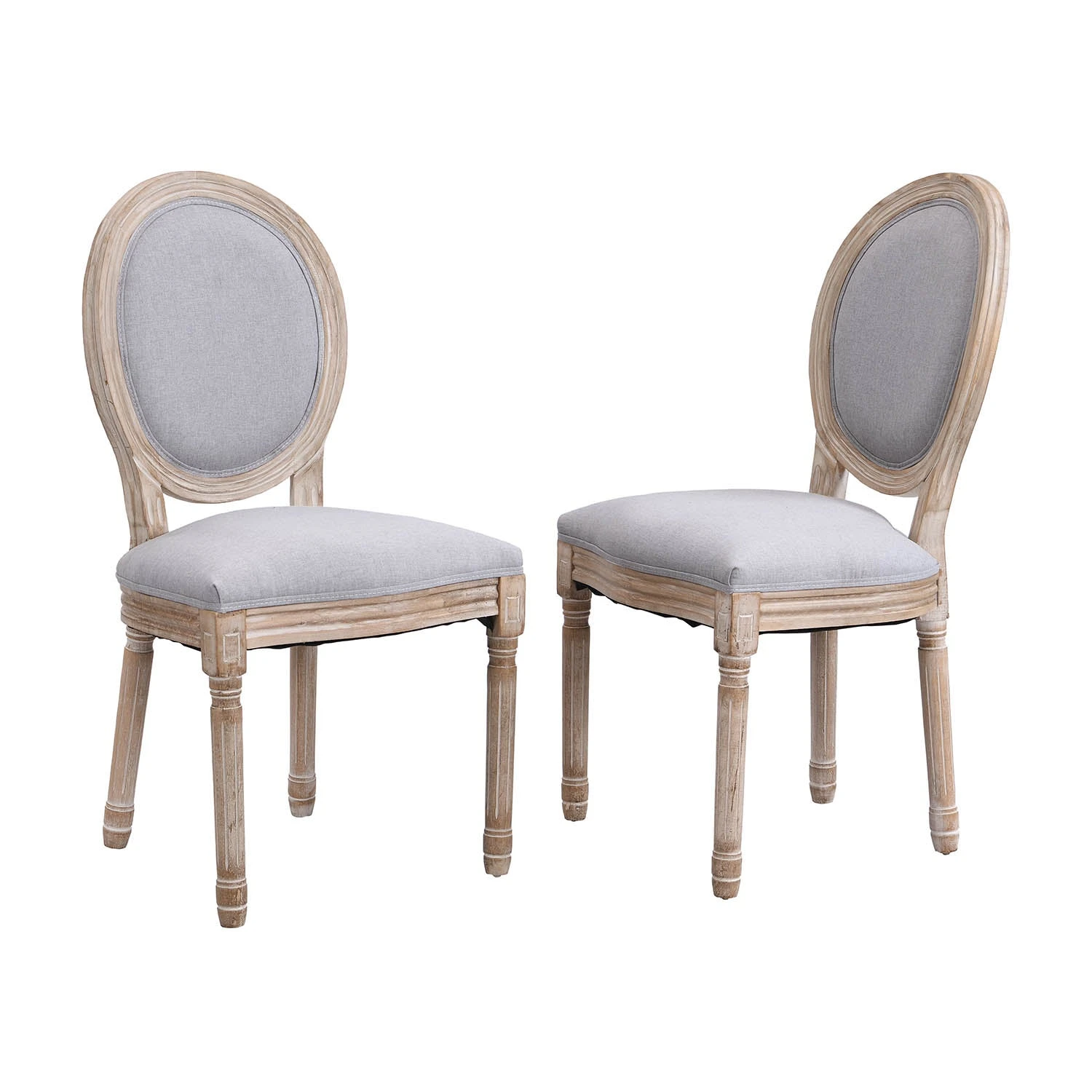 Lainston Set Of 2 Classic Limewashed Wooden Dining Chairs, Grey 2 Lainston Set Of 2 Classic Limewashed Wooden Dining Chairs, Grey - Image 2