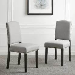 Draycott Set Of 2 Grey Fabric Dining Chairs