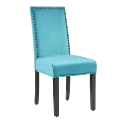 Maidwell Set Of 2 Air Blue Velvet Dining Chairs -Best Furniture Shop DCH LW8116 ABLUEVEL 2P 1