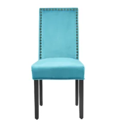 Maidwell Set Of 2 Air Blue Velvet Dining Chairs -Best Furniture Shop DCH LW8116 ABLUEVEL 2P 2