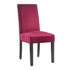 Maidwell Set Of 2 Crimson Red Velvet Dining Chairs -Best Furniture Shop DCH LW8116 REDVEL 2P 1