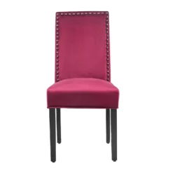 Maidwell Set Of 2 Crimson Red Velvet Dining Chairs -Best Furniture Shop DCH LW8116 REDVEL 2P 2
