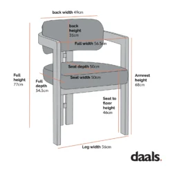 Stanford Curved Oak Frame Upholstered Chair, Moss Green Velvet Black Frame -Best Furniture Shop Dimensional Drawings APR 2023 XN DCH 727 3f99535a fabb 41f5 bd5c 3aaf4139b135