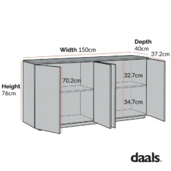 Agnes Curved Edge 150cm Wide Sideboard 16 Agnes Curved Edge 150cm Wide Sideboard -Best Furniture Shop Dimensional Drawings JAN 2023 BSD 119