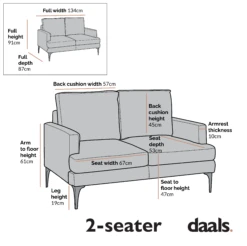 Haven Grey Fabric 2-Seater Sofa -Best Furniture Shop Dimensional Drawings JULY 2022 LVSF 169 2ST updated