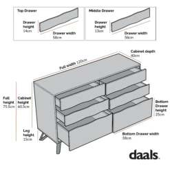 Weston Oak Effect 6 Drawer Chest Of Drawers -Best Furniture Shop Dimensional Drawings JUNE 2022 BSD 080